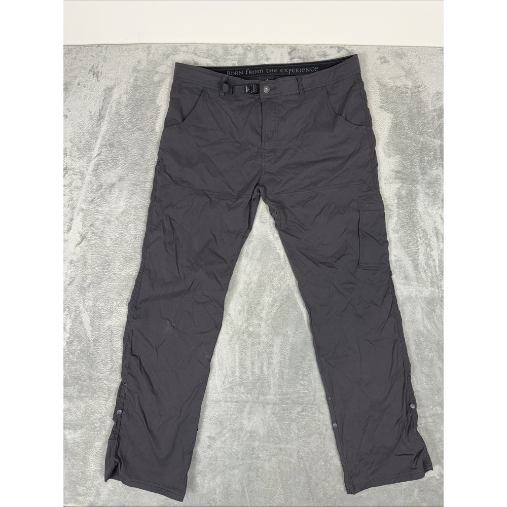 Prana Zion Pants Mens 38x34 Cargo Pocket Hiking Roll Up Gorpcore Stretch‎ Gray*